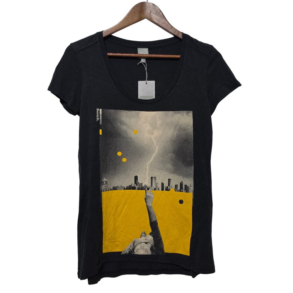 Bench T-Shirt Women's Size S Black Casual Urban Indie Streetwear "Pow Girl" NWT